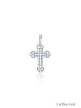 14K White Gold Diamond Classic Cross Necklace Pendant (0.81 ct)